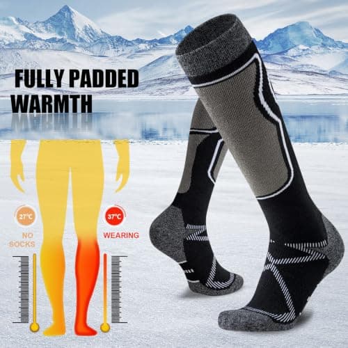 Effeet Merino Wool Ski Socks Men, Thermal Knee High Socks 2 Pairs — view 6