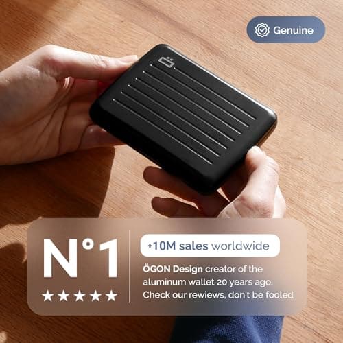 ÖGON -DESIGNS- Aluminum Wallet, Large Capacity with Metal Lock, RFID Protection Against Fraud and demagnetization, Smart Case Oslo Large Model (Aluminium Black) — view 4