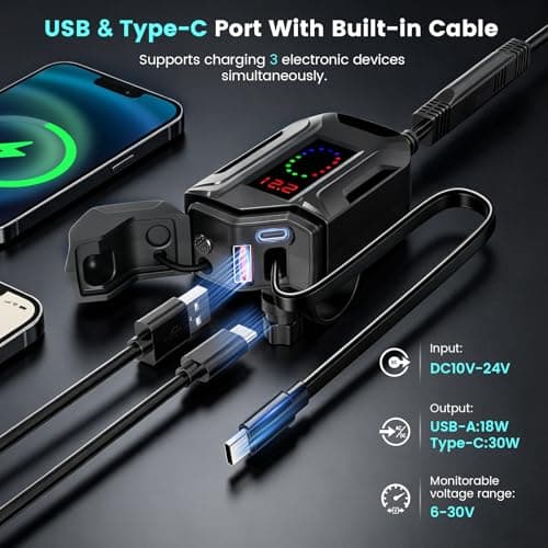 Motorbike USB C Charger USB Charger Socket 12V Motorbike — view 3