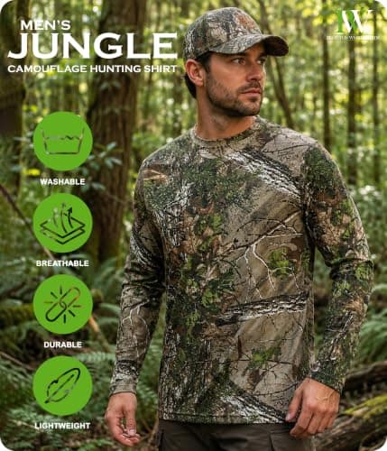 Men's Jungle Army Military Style Camouflage T-Shirt Real Tree Camo Print Hunting Hiking Camping Gym Running Sportswear Long Short Sleeveless Top Summer Vest (XXL, Full Sleeve) — view 2