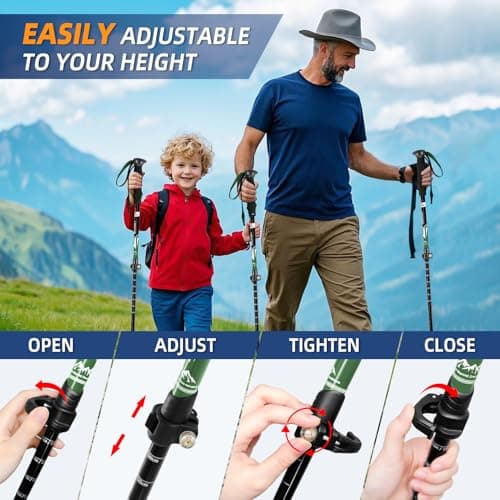Telescopic Walking Sticks for Women&Men, Lightweight Hiking Poles — view 4