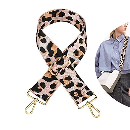 Shoulder Strap for Bags, Width 3.8 cm, Leopard Bag Strap, Adjustable 78 - 139 cm, Carry Strap, Shoulder Strap with Carabiner for Shoulder Bags, Carry Bags, Handbag (Pink)