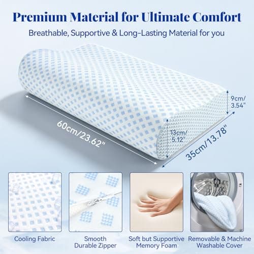 Wuly4ever Neck Support Pillow for Neck and Shoulder, Cervical Neck Pillow with Dual-Height Design for Side & Back Sleepers, Ergonomic Orthopedic Memory Foam Pillow Featuring a Cooling Removable Cover — view 5