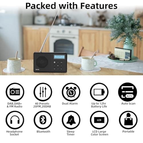 DAB Radio Portable, WOVTE DAB+ Digital Radio Rechargeable FM Radio — view 5