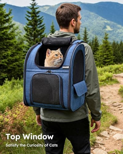 pecute Cat Backpack Expandable, Backpack for Cats & Small Dogs, Blue — view 4