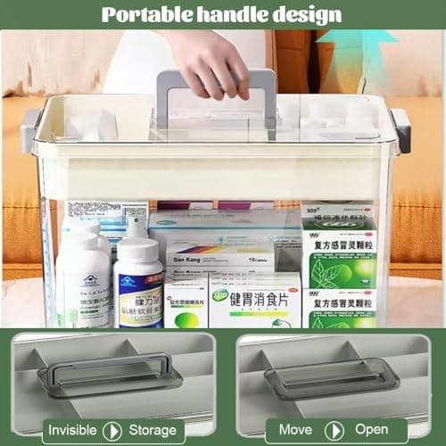 Sevitini Medicine Box, Medication Storage Box, 2-Layer Multi Grid Medicine Box, Large capacity, Medicine Container Box portable, for home,school,outdoor,office,travel — view 5