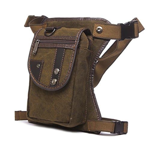 Xieben Canvas Drop Leg Bag for Men Women Motorcycle Bike Riding Cycling Multi-Purpose Thigh Waist Fanny Pack Travel Sports Fishing Hunting Hiking Camping Outdoors Coffee — view 2