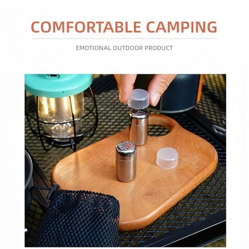 2 PCS Camping Salt and Pepper Shakers Set, Stain/Less Steel Mini Spice & Seasoning Shaker Pots with Clear Lid, Lightweight Leakproof Travel Condiment Set for Kitchen, BBQ, Hiking Outdoors — view 5