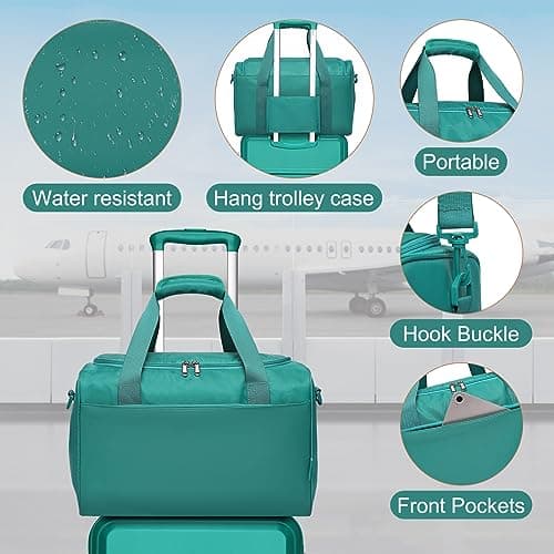 Kono Luggage Sets of 2 Piece Lightweight 52x38x21cm ABS+PC Hard Shell Travel Carry on Suitcase with TSA Combination Lock + Ryanair 40x20x25cm Cabin Bag (Turquoise, 20 Inch Luggage Set) — view 4