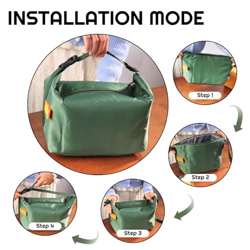 YUDANSI Insulated Lunch Bag with Thick Foil, Leakproof Thermal Lunch Tote for Work School Picnic, Large Capacity Cooler Bag with Adjustable Shoulder Strap for Men Women Adults Kids (Green) — view 2