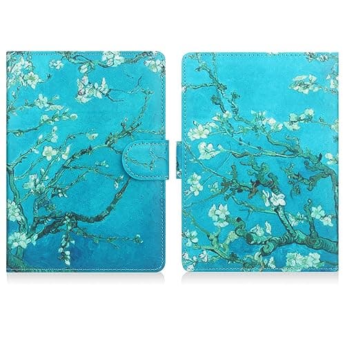 HoYiXi Universal Case Compatible with 6”-6.8” eReader Leather Stand Cover for Kobo & Tolino E-Book, Flower Pattern — view 6