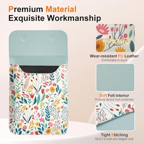TiMOVO 6 Inch Protective eReader Sleeve, Flowers — view 3