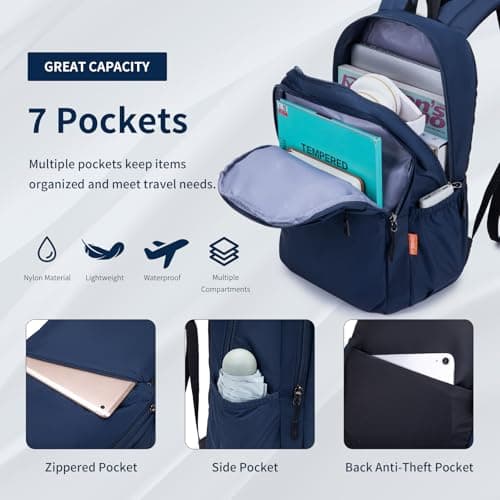 SUCIKORIO 40x30x15cm Travel Backpack Underseat Cabin Bag Luggage British Airways Wizzair Lightweight Waterproof Nylon Travel Rucksack Cabin Size for Plane Hand Luggage with 14 Inch Laptop Compartment — view 4