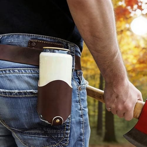 Durable Leather Beer Bottle Holster Belt for Outdoor Camping Hiking — view 3