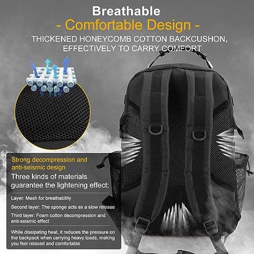 YORKING Military Backpack 50L Tactical Backpack Waterproof Large Military Rucksack Camping Rucksack Army Assault Pack for Trekking Travel Camping Hiking (Black) — view 4
