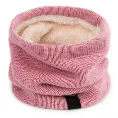 Knitted Snood Neck Warmer, Dusty Pink Plush-Lined Pull-On Tube, 1-Pack