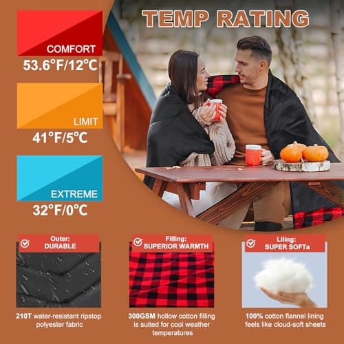 ETGLCOZY Double Sleeping Bag for Adults Camping, XL 2 Person, Black/Red — view 5
