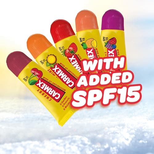 Carmex Mini Scented Lip Balm Tubes – Pack of 5 | In Cherry, Strawberry, Pineapple Mint, Wild Berry & Tropical Flavours | SPF 15 Sun Protection | Long-Lasting Hydration for Smooth, Supple Lips — view 4