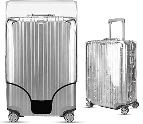 ATEK PVC Suitcase Cover, Clear Luggage Cover Protector, Waterproof Travel Suitcase Cover, Transparent Scratch-Resistant Luggage Case Protector, Reusable Dustproof Baggage Cover for Travel and Storage