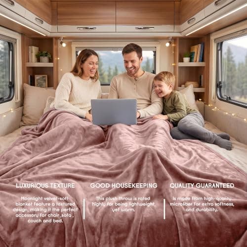 MOONLIGHT20015 Fleece Blanket Throws for Sofas Single - 400 GSM Fluffy Pink Blankets for Bed Couch and Travel - Silk Touch Warm Soft Cosy Throw for Adults Kids Fit All Season, 130x150 cm — view 4