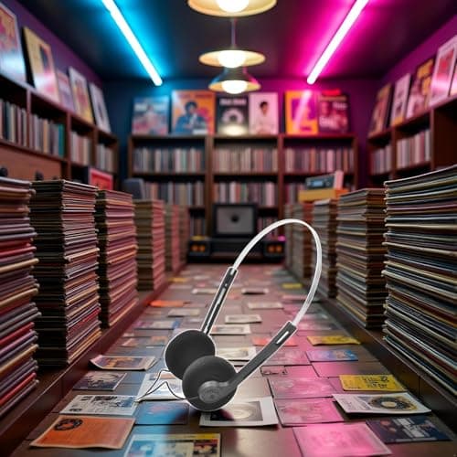 Ssmmam Retro Headphones Wired, Black Retro Over-Ear Earphones, Mini Stereo Lightweight Headphones with Cord, 80s 90s Vintage Headset Wired, Headphone for Most Mobile Phones Playback — view 5