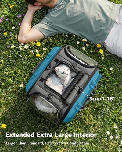 pecute Cat Carrier Stable, Large Space, Pet Carrier Bubble Window,Grey — view 4