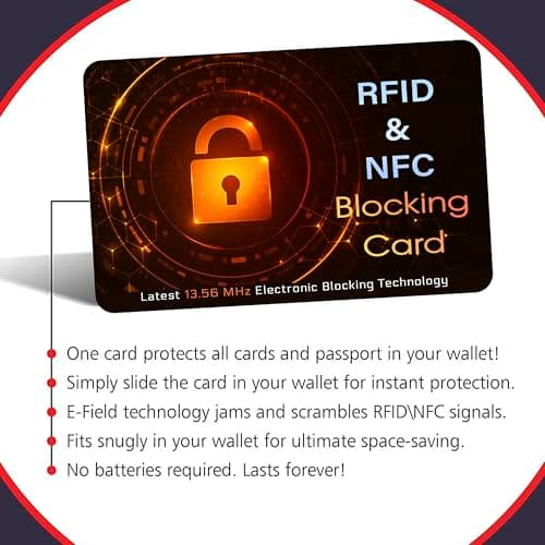 SAITECH IT 5 Pack Premium RFID Blocking Card, Protect Your Debit & Credit Cards, Passport, Wallet, Purse from NFC Contactless Theft for Men & Women - Orange Black — view 6