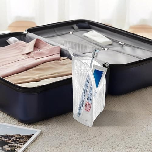 Compact Hanging Toiletry Organizer for Travel Lightweight Wash Bag with Hook Portable Camping Bathroom Storage -Saving Outdoor Shaving Kit for Adults Zippered Pouch (White, 22X13X13cm) — view 2