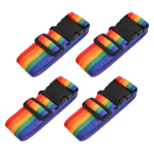 Heavy Duty Luggage Straps for Suitcases Packing Belts Travel Accessories Adjustable Bag Strap 4pc Rainbow