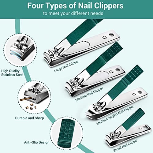 Nail Clippers Manicure Set DUAIU 12PCs Professional Nail Clipper Set Stainless Steel Pedicure Kit for Men Women Nail Care Tools Grooming Kit with Travel Case — view 3