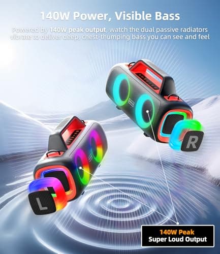 Portable Bluetooth Speaker Wireless 140W Peak Loud Sound Bass Boost Outdoor — view 3