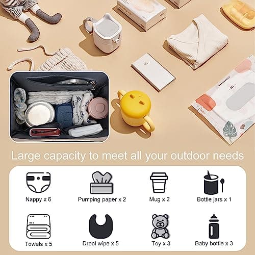 Baby Changing Bag Backpack, Portable Nappy Changing Backpack with Foldable Cot Bed, Large Capacity Baby Diaper Bag with Changing Mat,Waterproof Mummy Shoulder Bag for Travel with Stroller Straps,Black — view 2