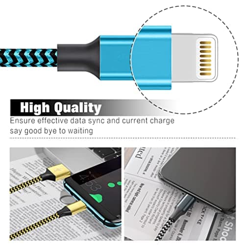 Yavud For iPhone charger cable 3Pack 6FT/1.8M Lightning Cable Nylon Braided MFi Certified USB Long Phone Charging Lead Compatible with iPhone 14 pro max 14 pro 13 12 11 XS X XR 8 7 6 plus — view 5