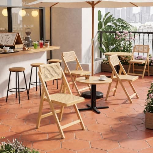 Warmiehomy Rattan Folding Dining Chairs Set of 2, No Assembly Required — view 2