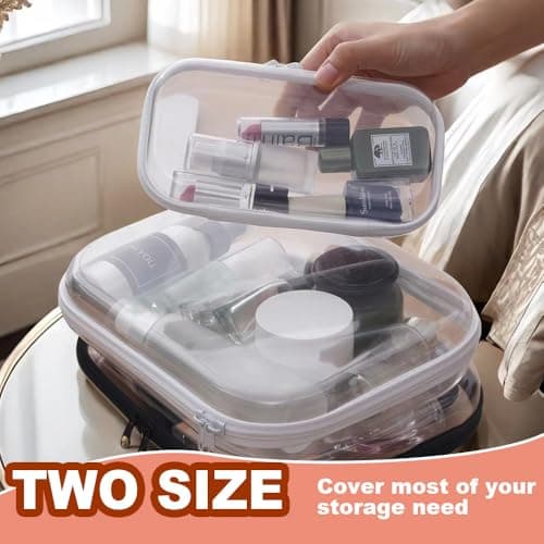 4Pcs Zippered Hard Pouch, BOJVESH Zippered Transparent Cases, Clear Hard Shell Zipper Case, Waterproof Cosmetic Toiletry Bag, Portable Travel Organizer for Toy Storage Bin, Puzzles (White, M+S) — view 5
