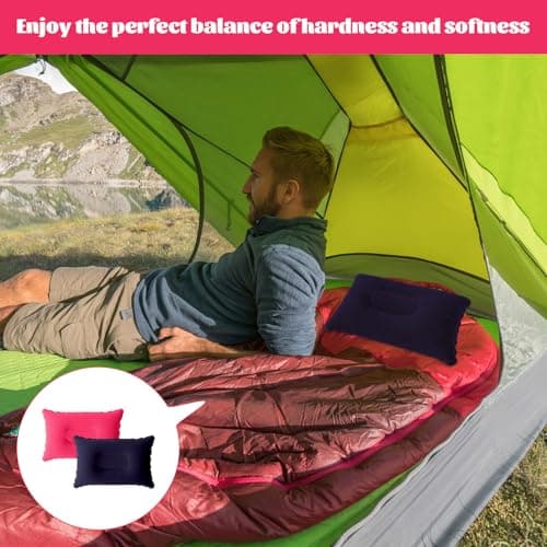 Grosion 2Pcs Blow up Pillow,Inflatable Pillow,Inflatable Pillows for Camping,Beach Pillow,Portable Ultra Light Air Camping Pillows for Outdoor Bolster Sunbed Beach (Purple/Pink) — view 5