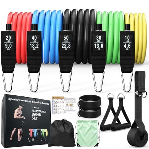 Resistance Bands with Handles for Working Out, 5-Level Stackable 150lbs Set