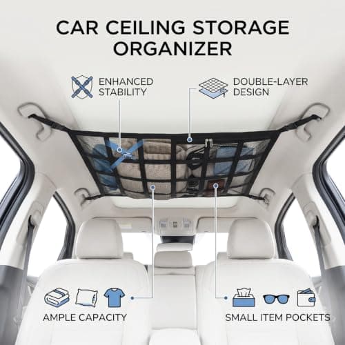 RASTKY Car Ceiling Cargo Net Double Layer Zippered Roof Storage Organizer — view 2
