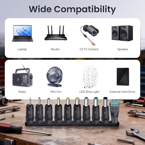 OXZEEWEE 10PCS DC Tip Kit Power Adapter Jack with 5.5x2.1mm Female Base Laptop Plug 2.5x0.7mm/3.0x1.1mm/3.5x1.35mm/4.0x1.7mm/4.8x1.7mm/5.5x1.7mm/5.5x2.5mm/6.3x3.0mm/6.0x4.4mm/LED Terminal Connector — view 3