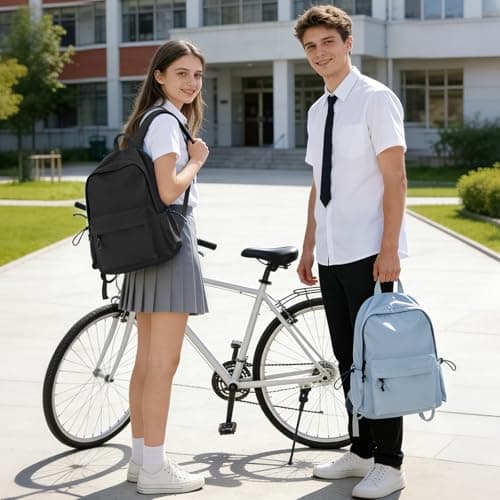 HYC00 School Backpack Womens Secondary Causal Travel High School Bags for Teenage Girls Boys 14 Inch Laptop Backpack Rucksack Bag for Women College Bags Water Resistant Bookbag Work Back Pack,A1-Black — view 6