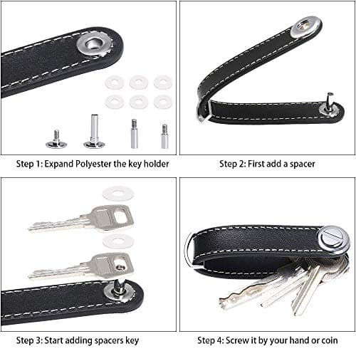 flintronic Key Organizer | Keychain Genuine Leather | Pocket Smart Key Holder with Gift Boxed Stylish, Functional & Practical (Holds 7-9 Multiple Keys) - Black — view 5