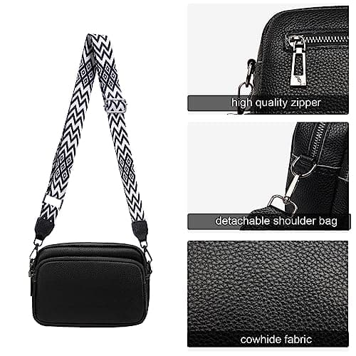 TIAASTAP Crossbody Bags for Women - Leather Handbags & Shoulder Bags with Adjustable Wide Strap Camera Cross Body Bag for Ladies Girls Travel Shopping Work (Black) — view 4