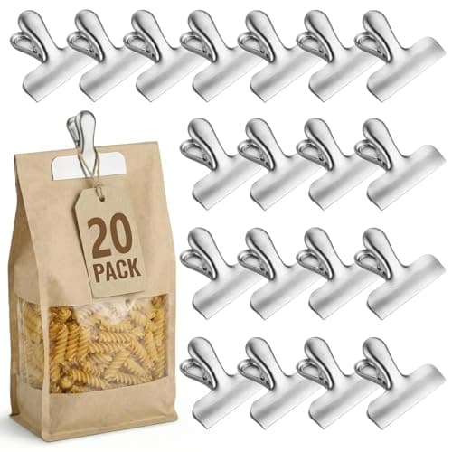 OAMCEG 3-inch Heavy Stainless Steel Food Bag Clips Set - 20 Pcs