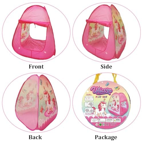 Pop Up Play Tent, Pop Up Tents for Kids, Unicorn Theme Playhouse, Foldable Kids Tent with Carry Bag, Indoor & Outdoor Play Tents for Boys Girls Toddlers (Unicorn) — view 5
