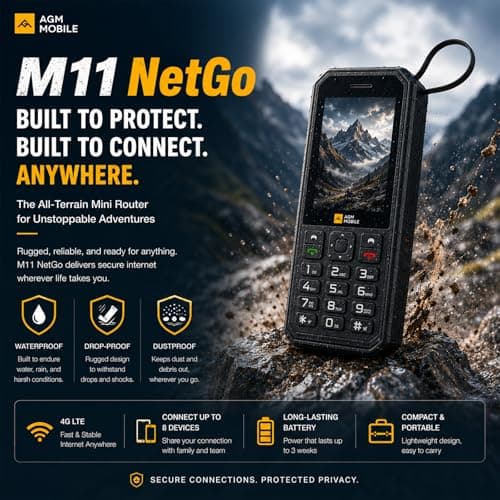 AGM M11 NetGo SIM Free 4G Mobile Phone, Built-In Global Data, 5GB Free Data — view 2