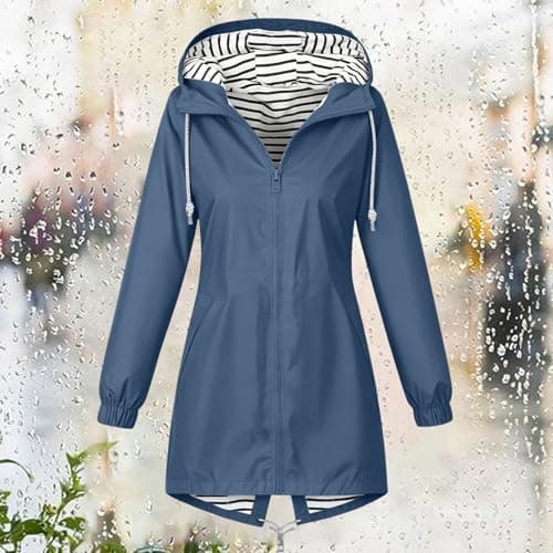 Waterproof Jacket Lightweight for Women Windbreaker Coat Full Zip Raincoat — view 3