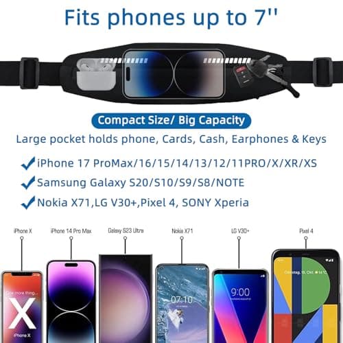 YANJINGSHE Running Belt, Waist Bag, Ultra-Thin, Fits up to 7-inch Phones — view 4