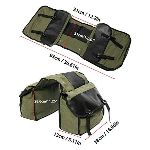 Olive Green Motorcycle Saddle Bag Travel Tool Storage Canvas Pouch Box Motorcycle Universal — view 2
