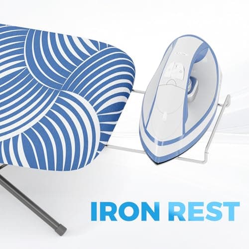 KINGRACK Foldable Small Ironing Board with Iron Rest, 30×76 cm,Blue & White — view 4