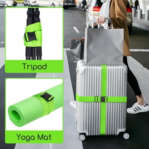 WISYOK Luggage Straps Extended, 2 Pack, 130-250cm Adjustable, Green — view 6